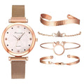 Reloj Mujer 5pcs Set Women Watches Luxury Magnet Buckle Flower Rhinestone eprolo
