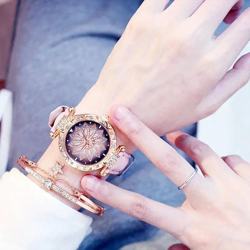 Luxury Rose Gold Women Starry Sky Diamond Watch eprolo