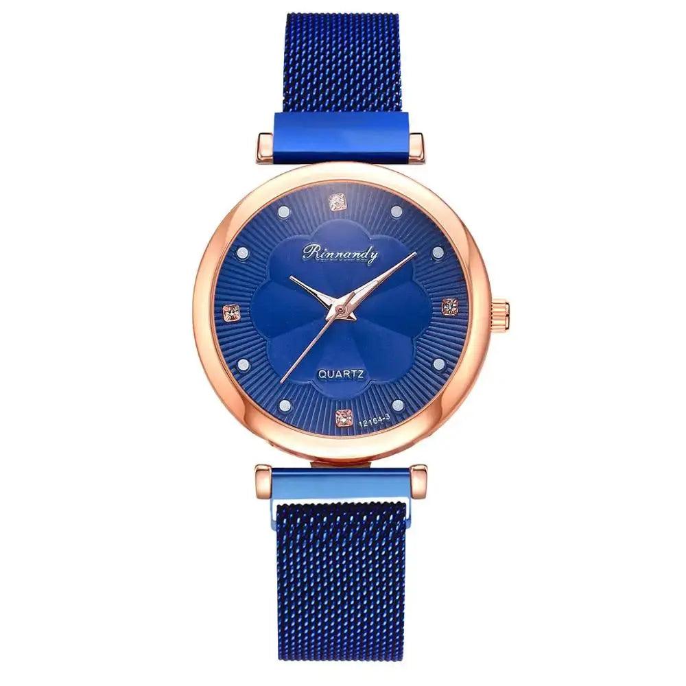 Reloj Mujer 5pcs Set Women Watches Luxury Magnet Buckle Flower Rhinestone eprolo