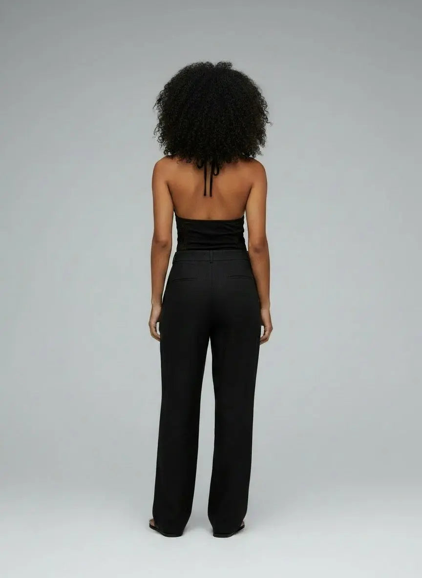 Back pose of the model wearing Lace Halter Neck Cami