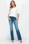 bytos Full Size Distressed High Rise Jeans with Pockets - DaisyDrop 