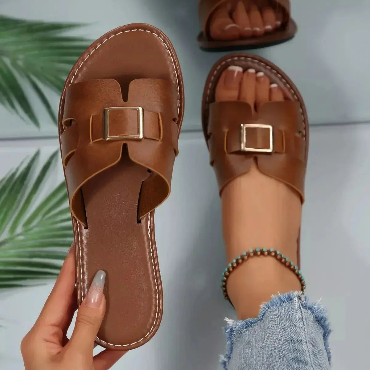 Open Toe Flats Sandals - DaisyDrop 