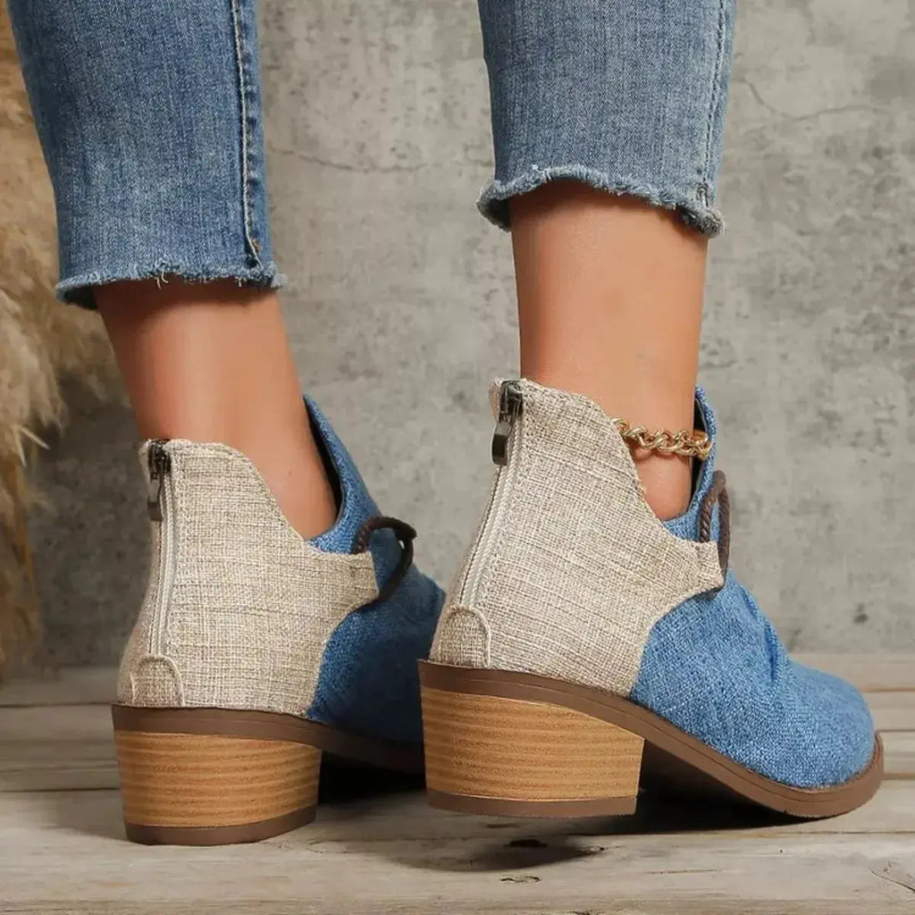 Block Heel Ankle Boots - DaisyDrop 