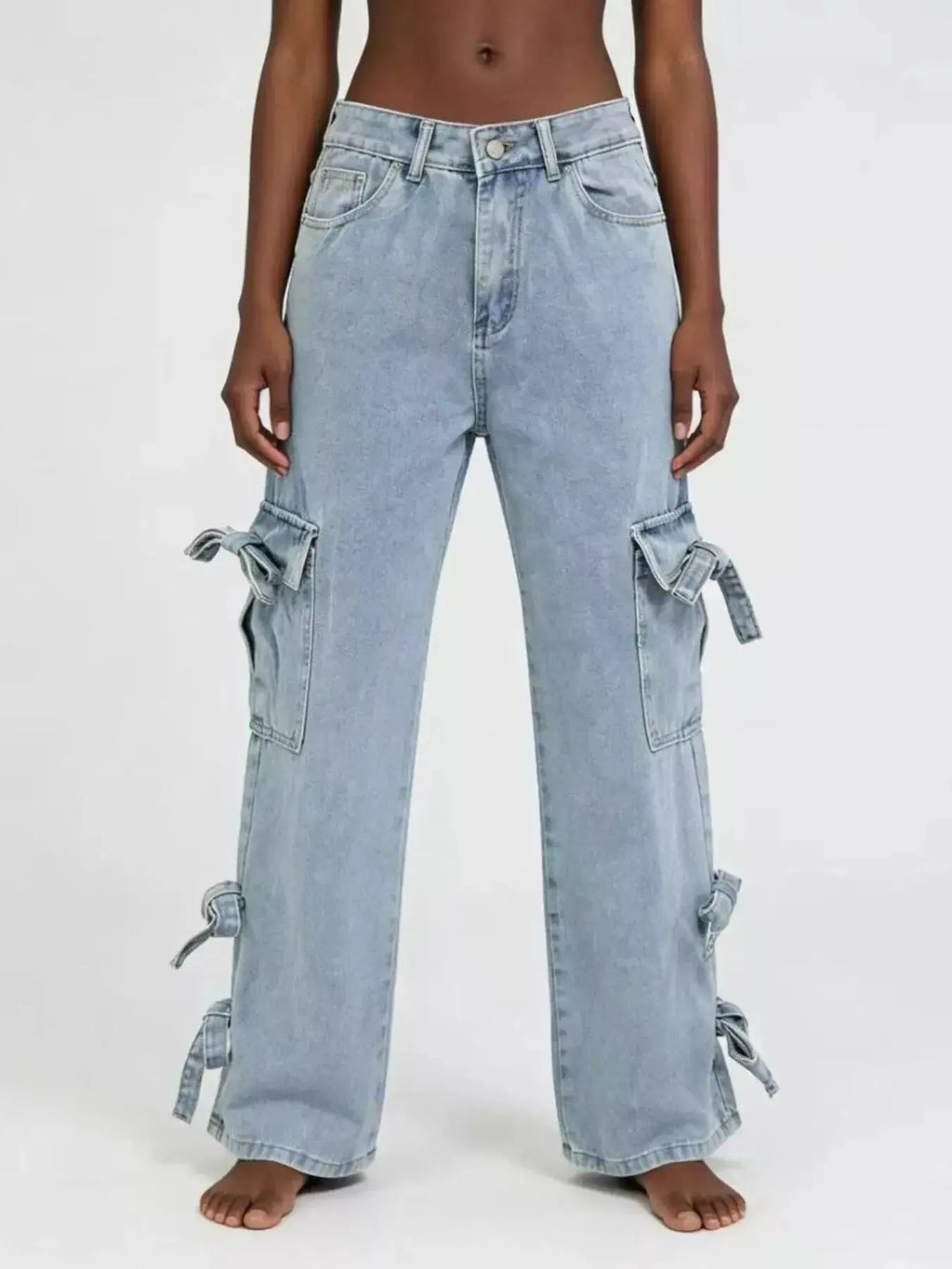 Bow Wide Leg Jeans - DaisyDrop 