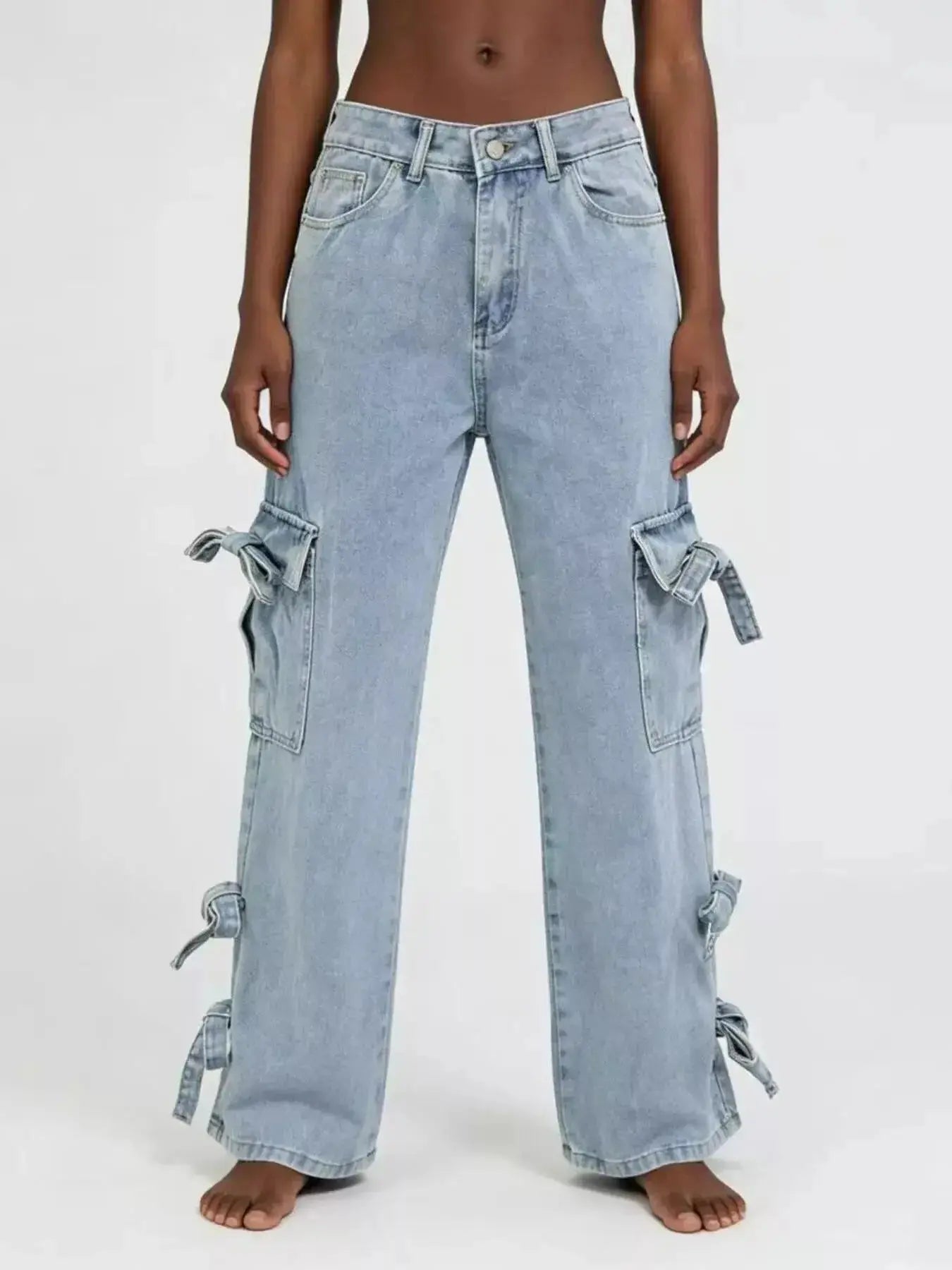 Bow Wide Leg Jeans - DaisyDrop 