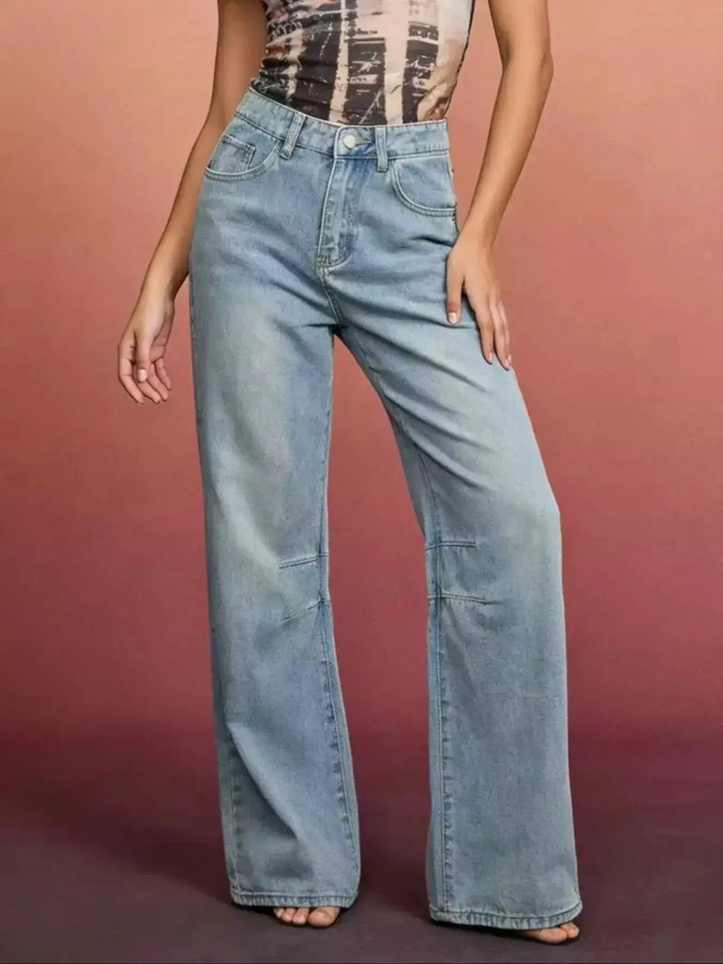Wide Leg Wash Jeans - DaisyDrop 