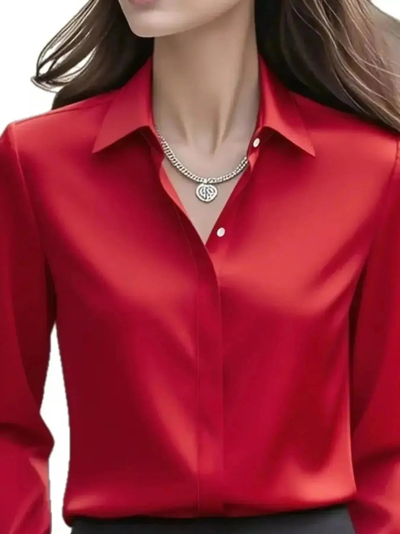 Button Down Collared Neck Long Sleeve Shirt - DaisyDrop 