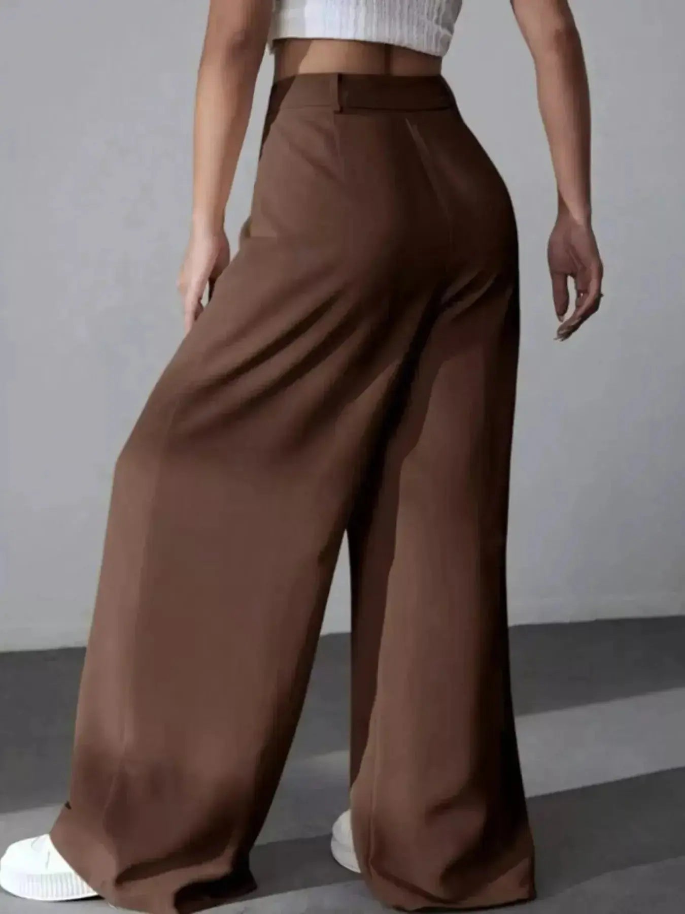 Wide Leg Pleated Pants - DaisyDrop 