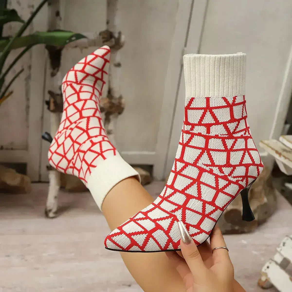 Mesh Point Toe Stiletto Boots - DaisyDrop 