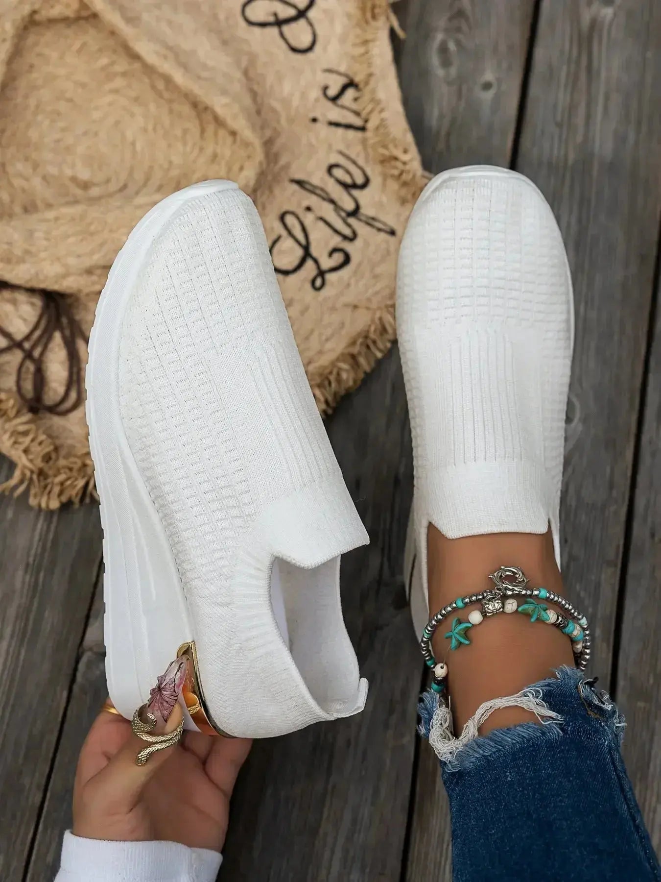 Round Toe Wedge Sneakers - DaisyDrop 