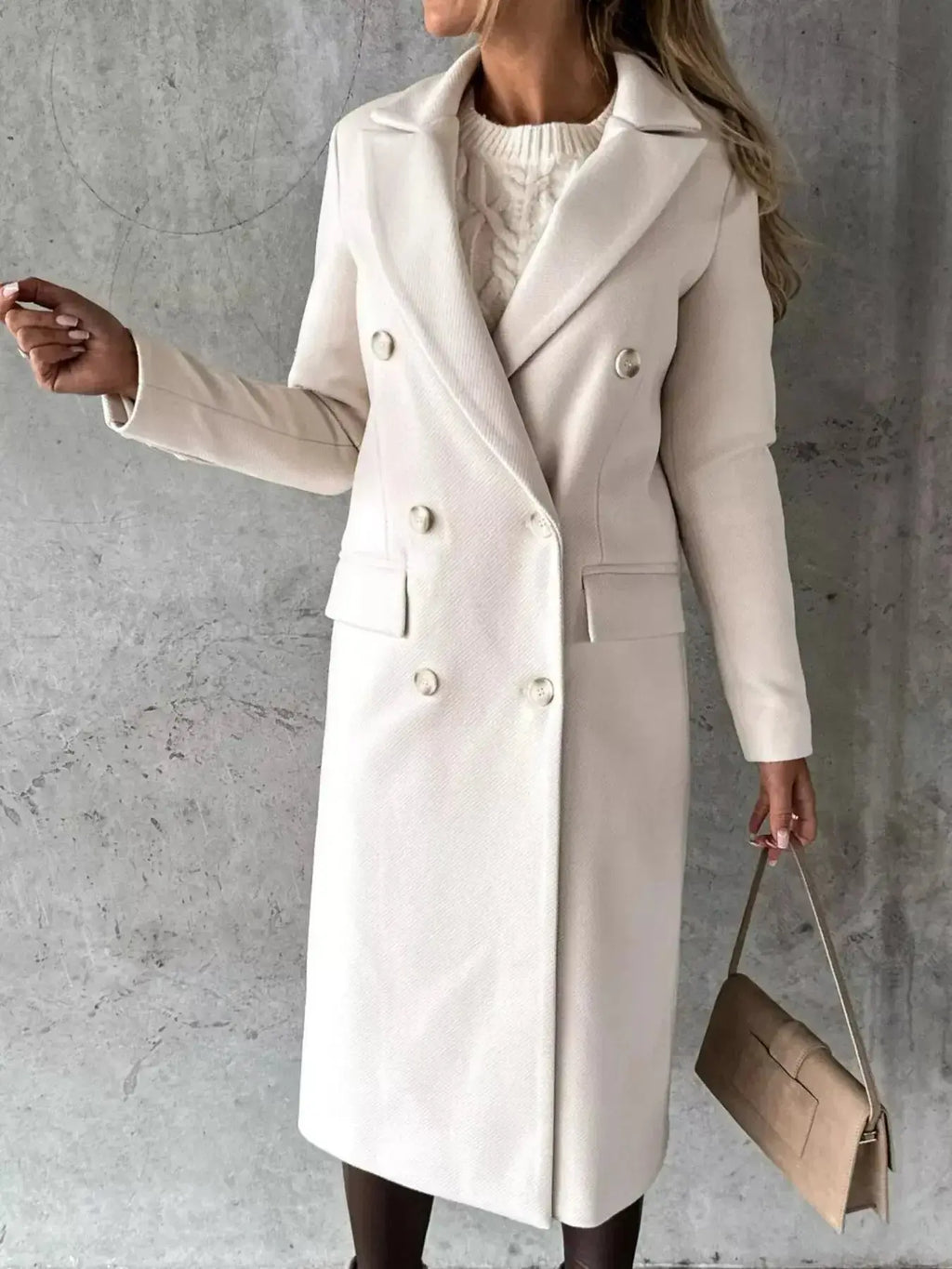 Double-Breasted Longline Coat - DaisyDrop 