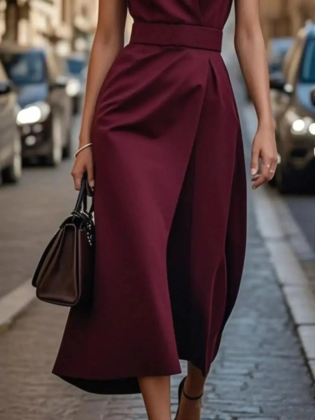 Round Neck Sleeveless Midi Dress - DaisyDrop 
