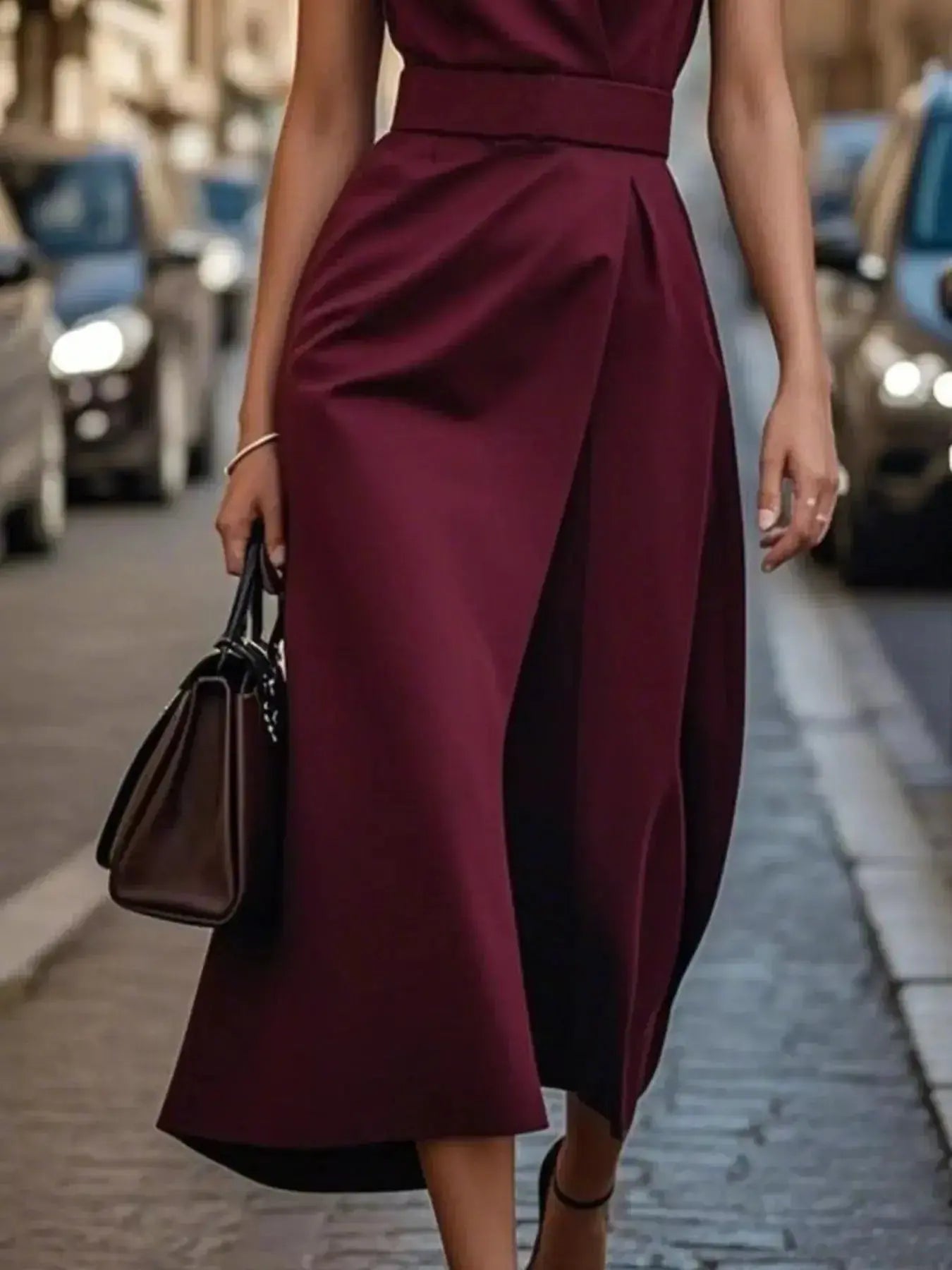 Round Neck Sleeveless Midi Dress - DaisyDrop 