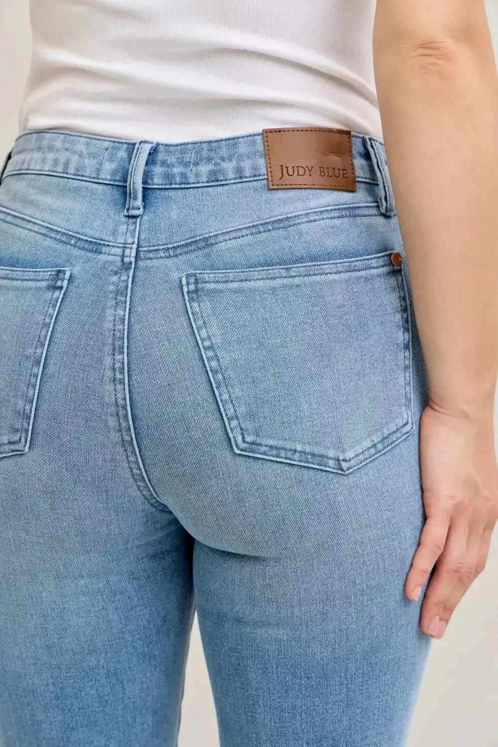 Judy Blue Full Size Mid Rise Bootcut Jeans with Contrast Wash & Front Patch Pockets Plus Size - DaisyDrop 