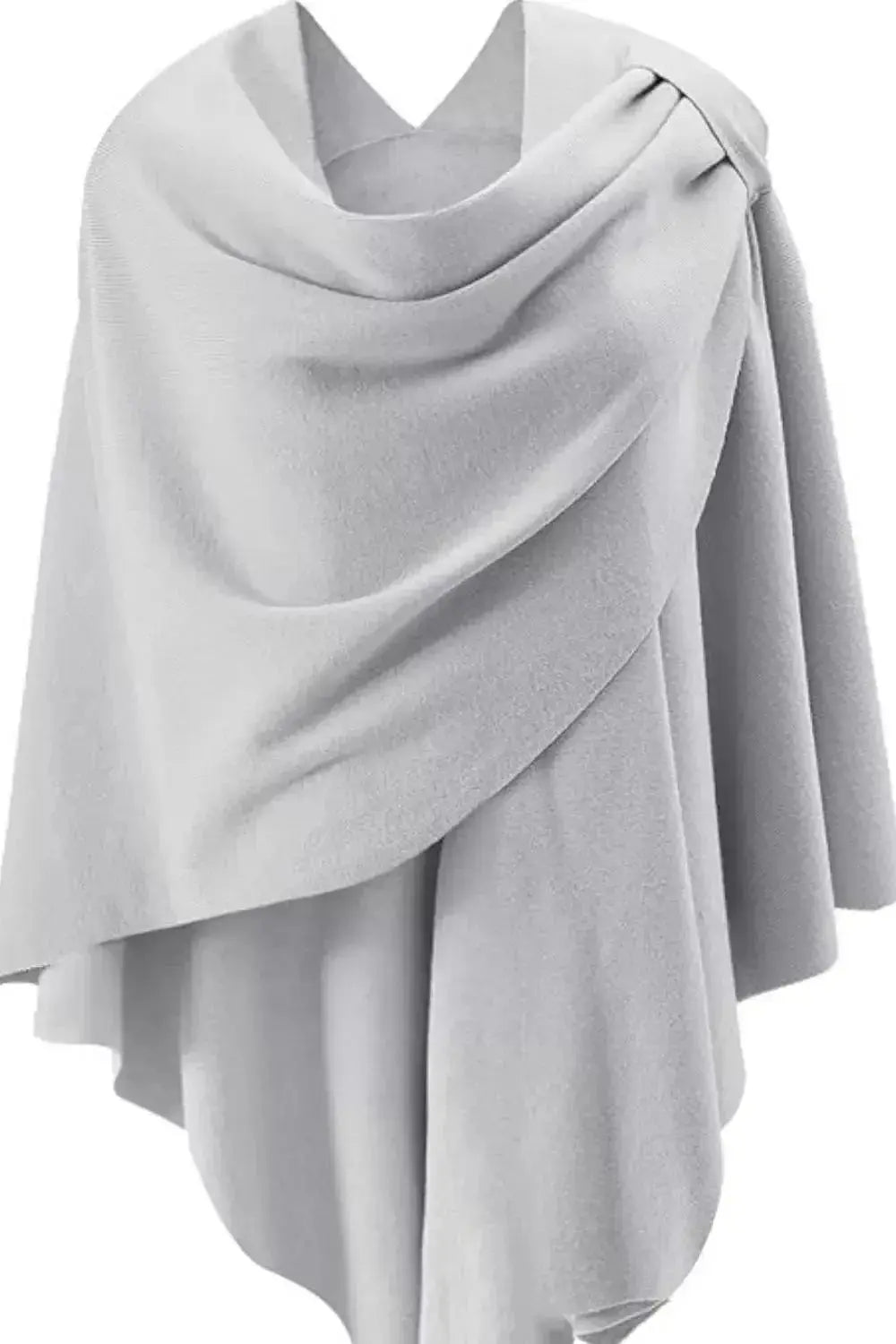 Draped Knitted Split Cape Shawl with Strap - DaisyDrop 