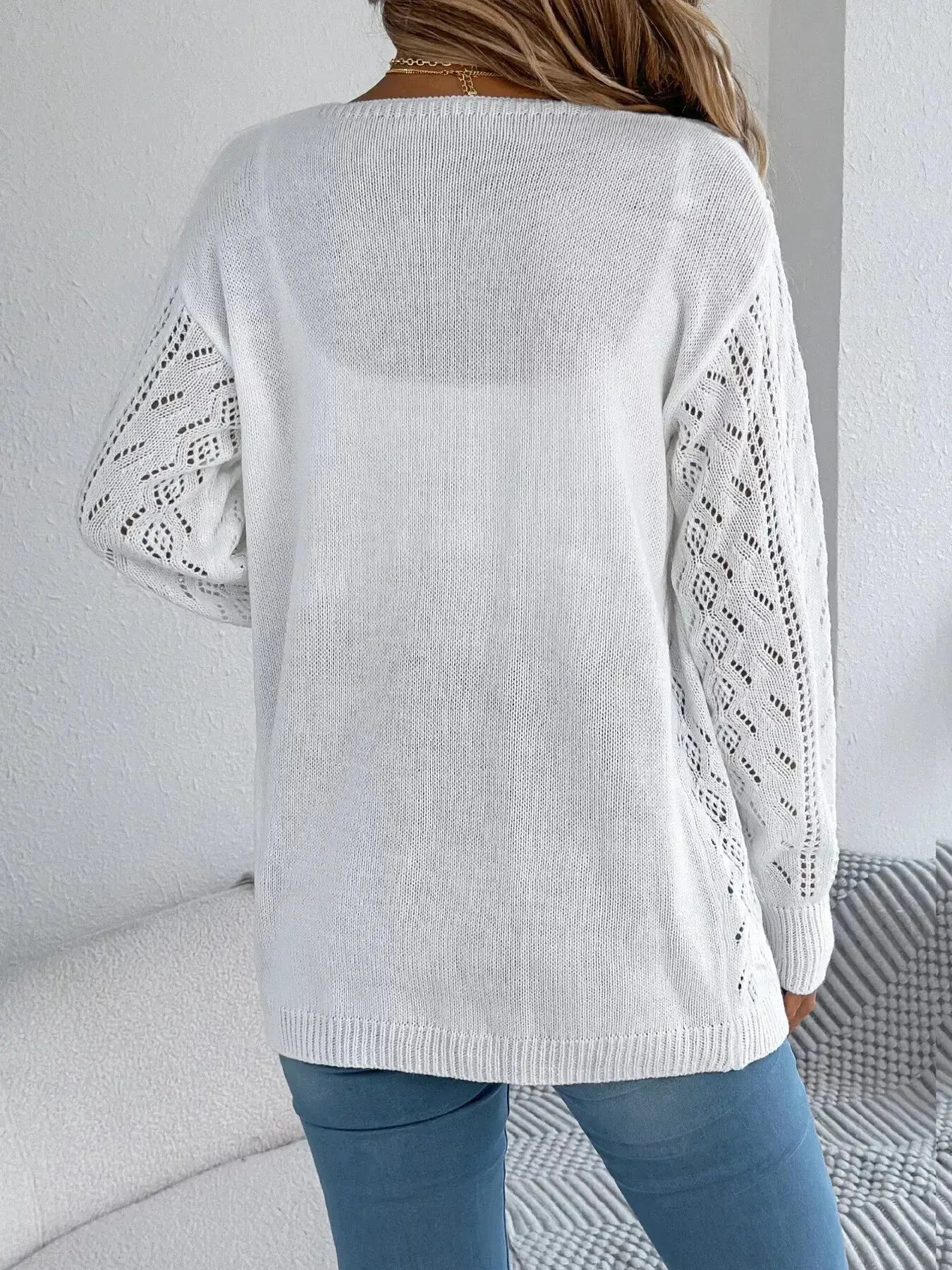 Openwork Open Front Cardigan - DaisyDrop 