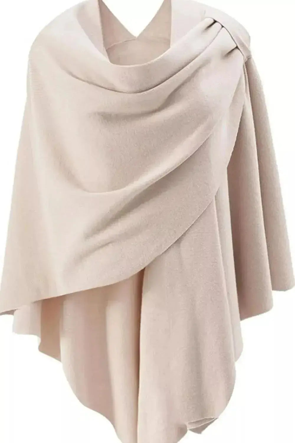 Draped Knitted Split Cape Shawl with Strap - DaisyDrop 
