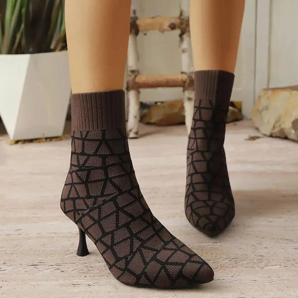Mesh Point Toe Stiletto Boots - DaisyDrop 