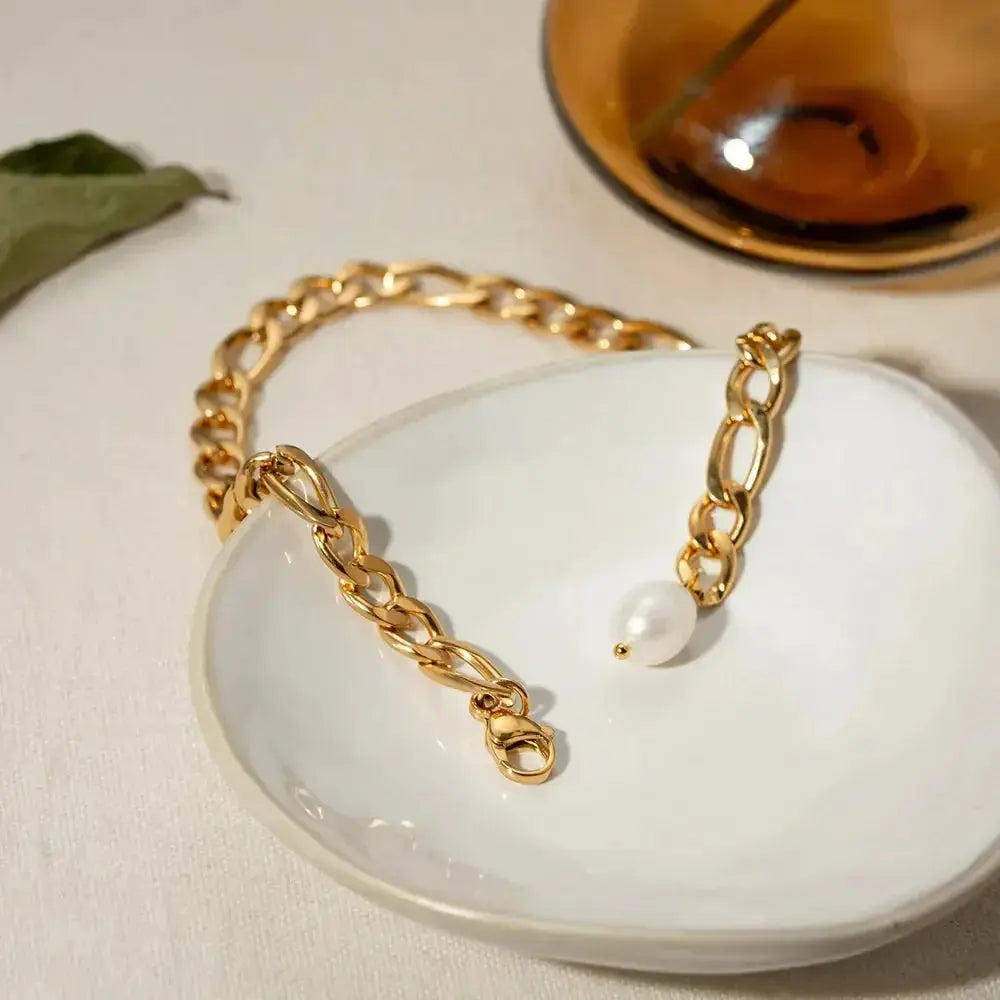 Stainless Steel Chain Pearl Anklet Bracelet - DaisyDrop 