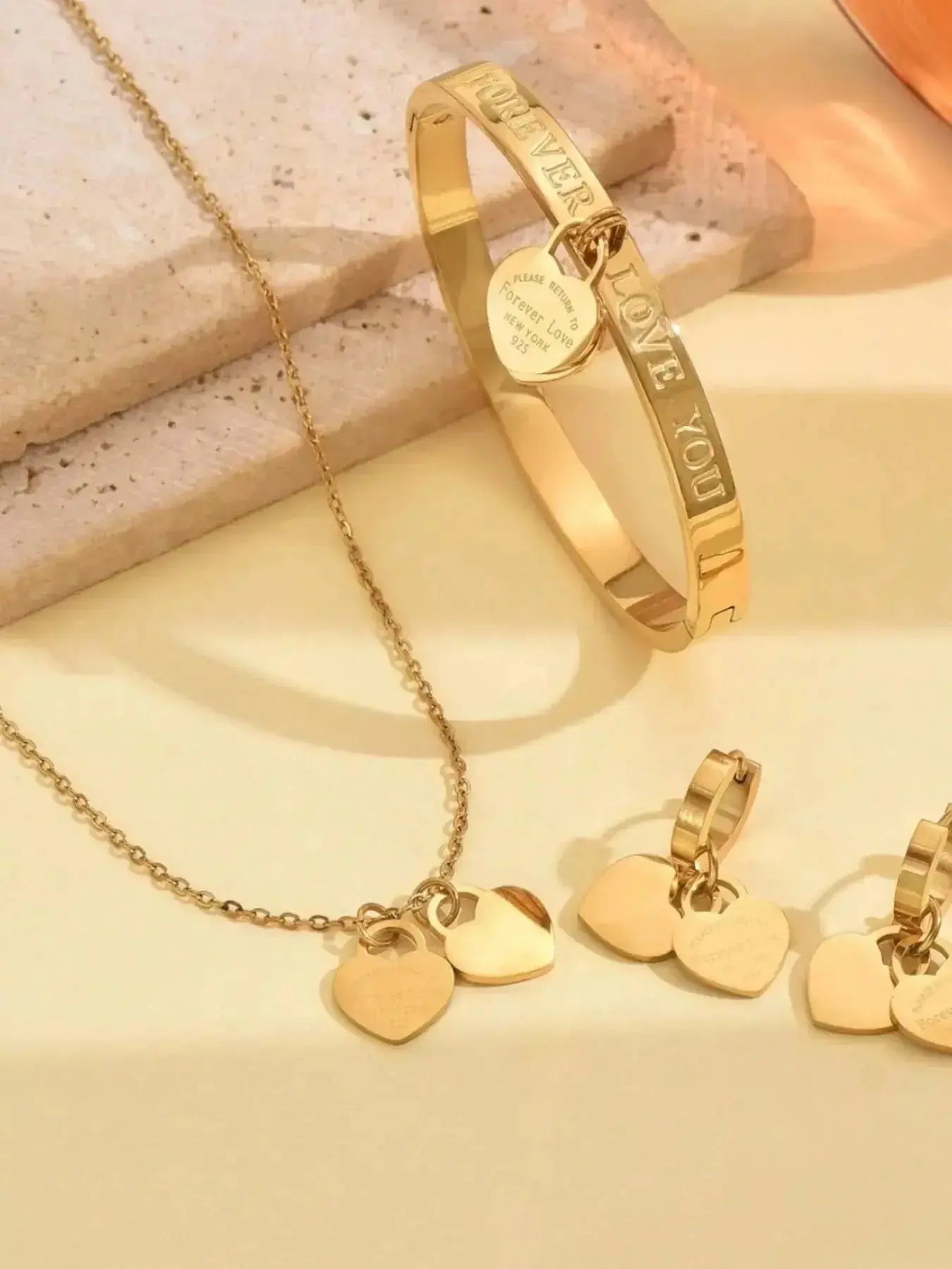 18K Gold-Plated Heart Jewelry Set - DaisyDrop 