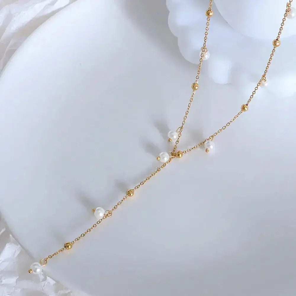 18K Gold-Plated Pearl Drop Necklace - DaisyDrop 