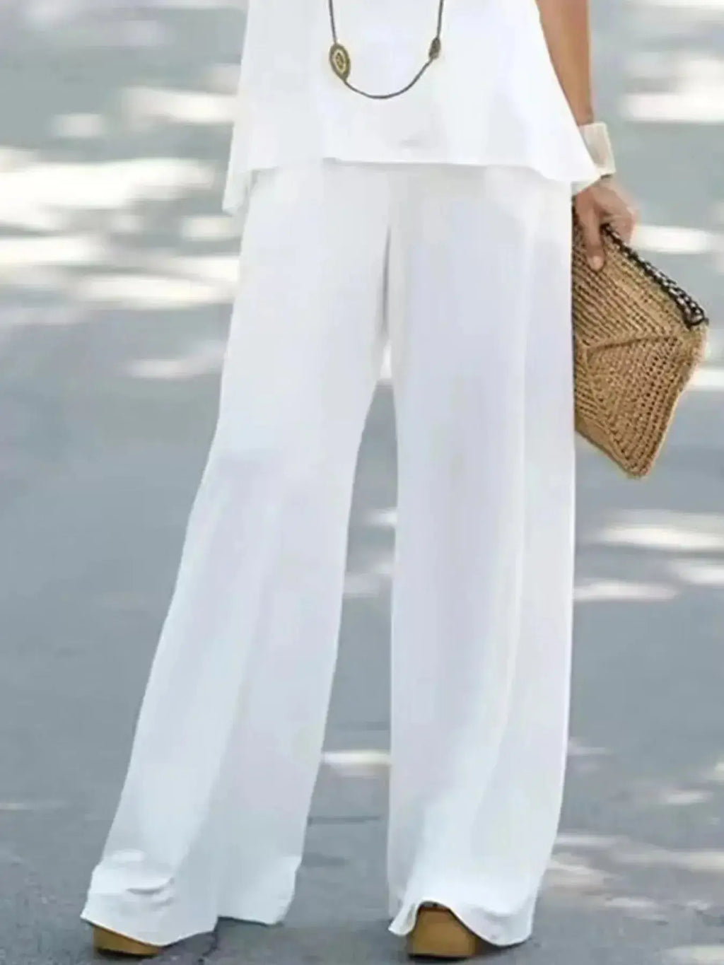 Halter Top and Wide Leg Pants Matching Set - DaisyDrop 