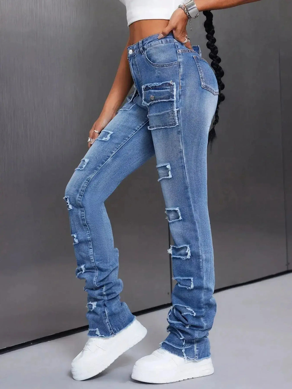 Men's Distressed Slim Fit Jeans - DaisyDrop 