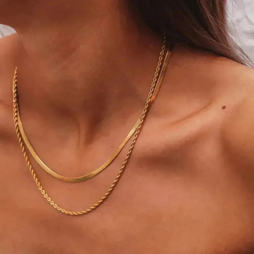 18K Gold-Plated Double-Layered Necklace - DaisyDrop 