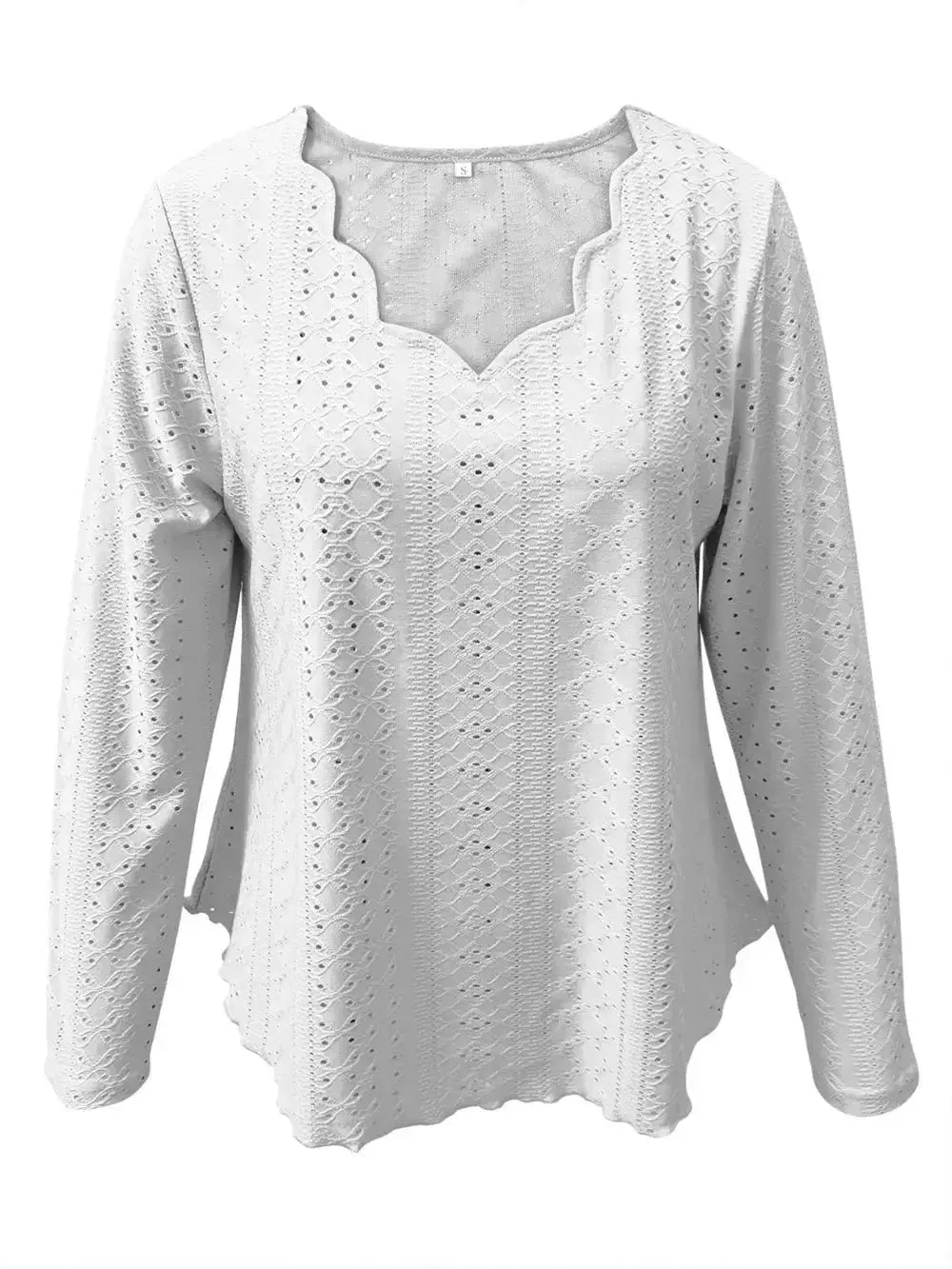Eyelet Long Sleeve Blouse - DaisyDrop 