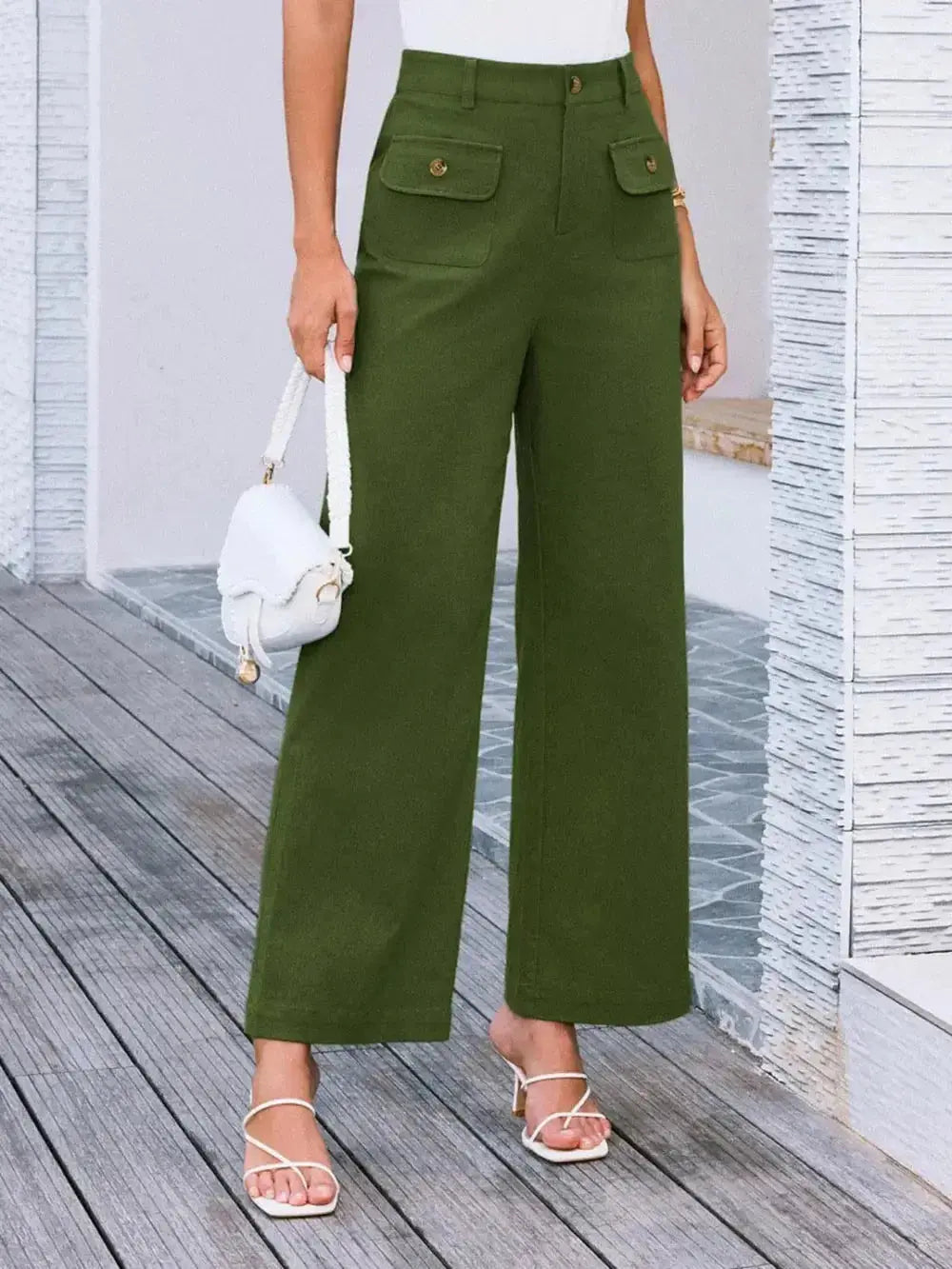 High Waist Wide Leg Pants - DaisyDrop 