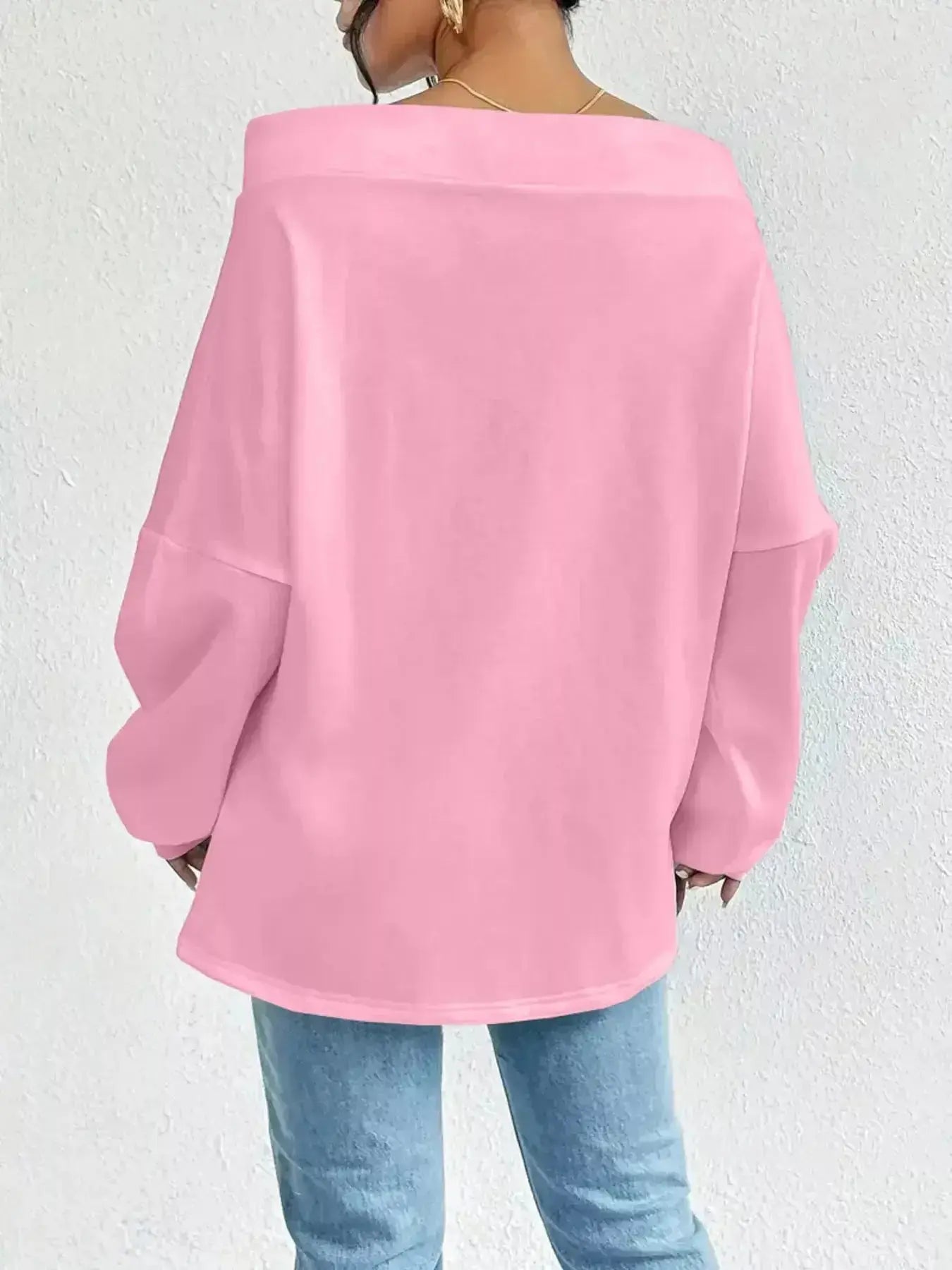 Full Size Off-Shoulder Drawstring Long Sleeve Top Plus Size - DaisyDrop 