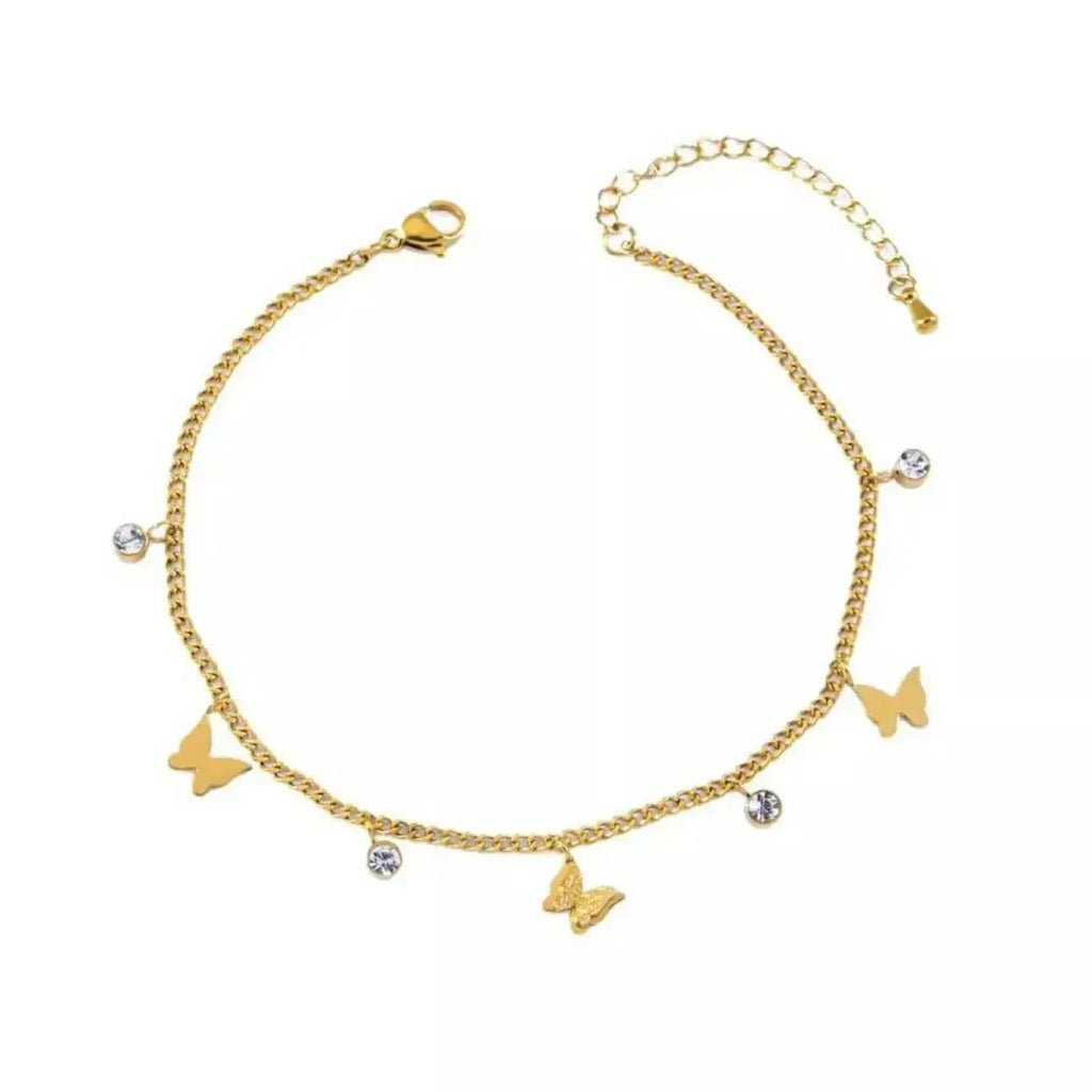 18K Gold-Plated Butterfly Charm Anklet Bracelets - DaisyDrop 