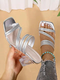 Open Toe Block Heel Sandals - DaisyDrop 