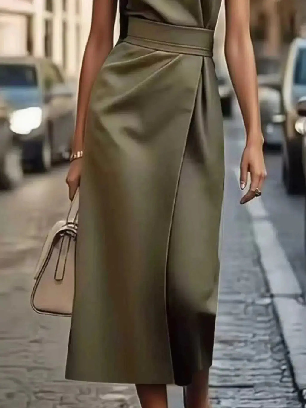Round Neck Sleeveless Midi Dress - DaisyDrop 