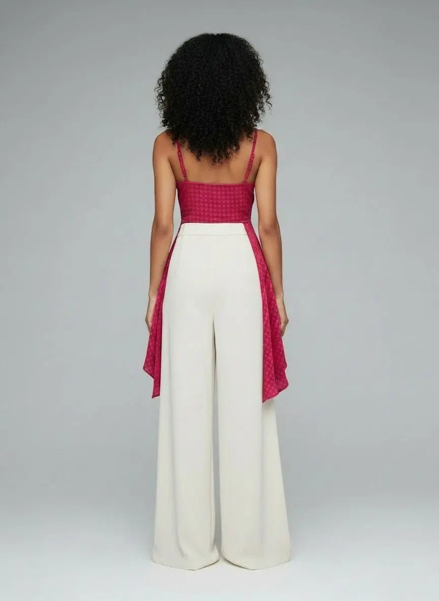 Back pose of the model wearing Twisted Font Asymmetrical Cami