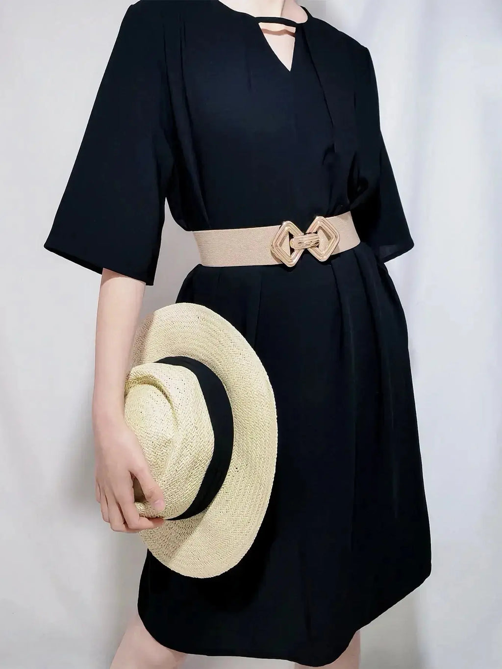 Geometric Buckle Elastic Wide Belt - DaisyDrop 