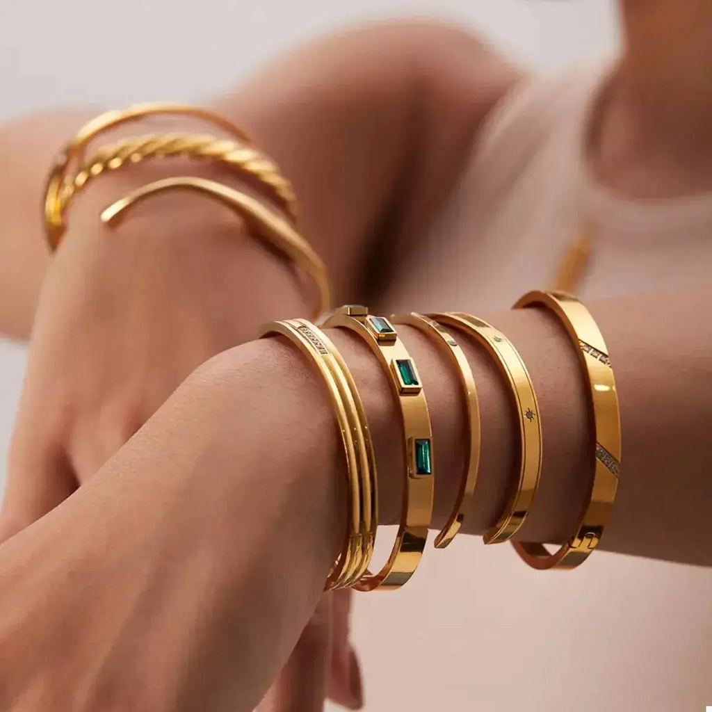 18K Gold-Plated Stainless Steel Zircon Bracelet - DaisyDrop 