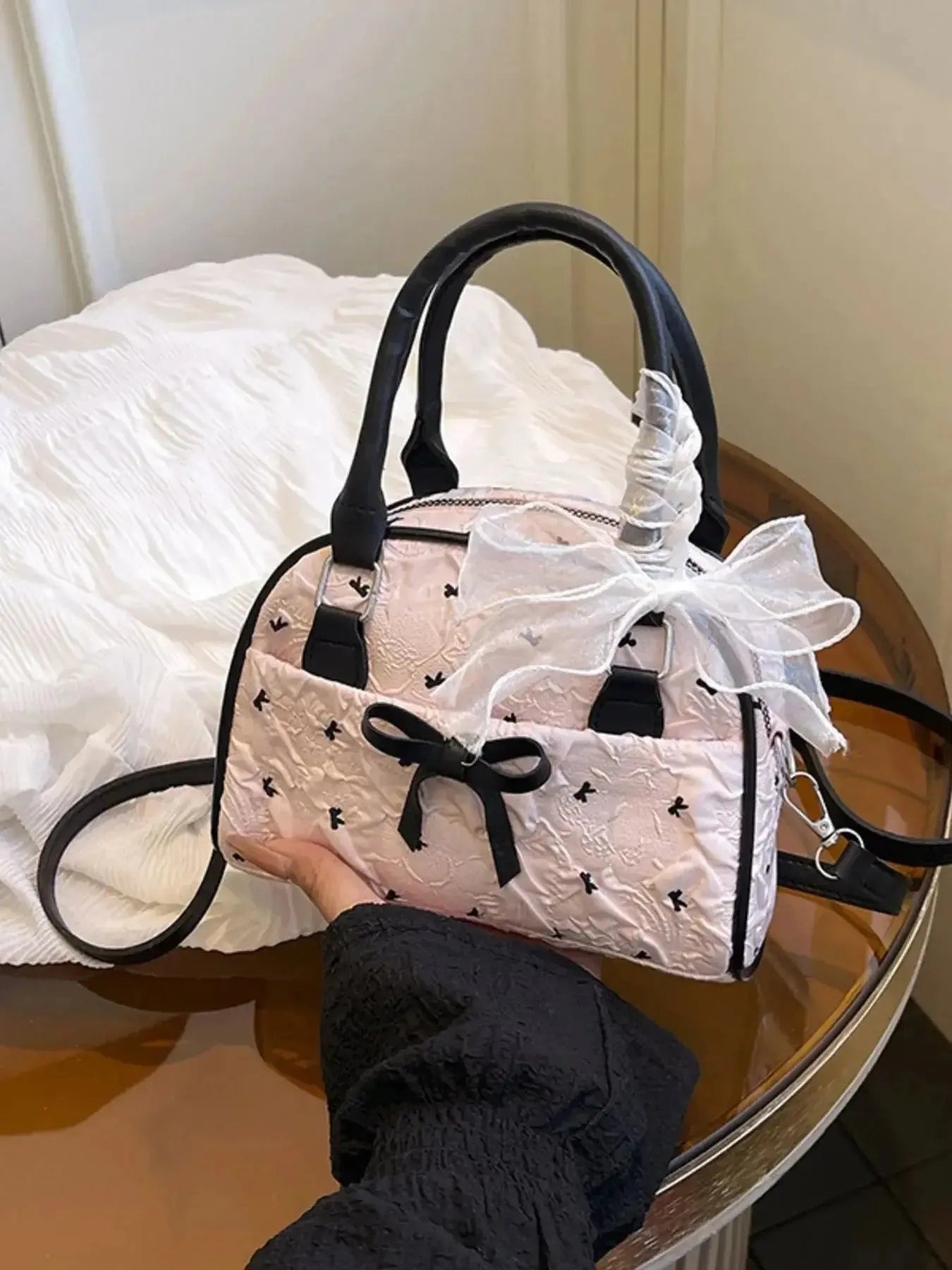 Ruched Bow Crossbody Bag - DaisyDrop 