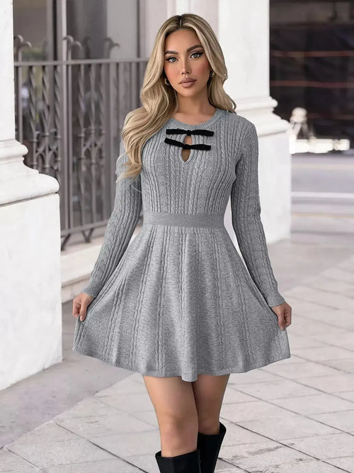 Cable Knit A-Line Sweater Dress - DaisyDrop 