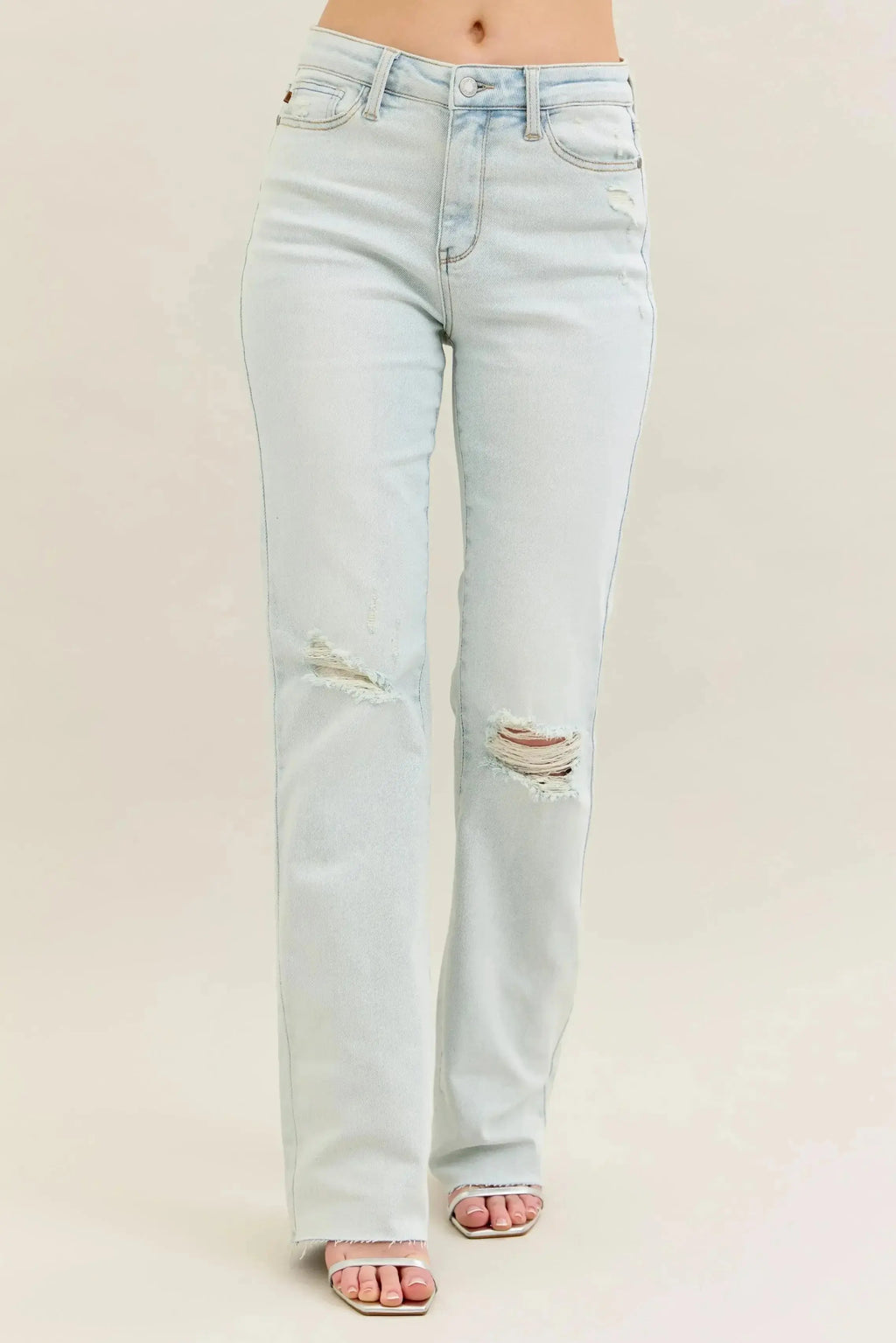 Judy Blue Full Size Destroy & Fray Hem Bootcut Jeans Plus Size - DaisyDrop 