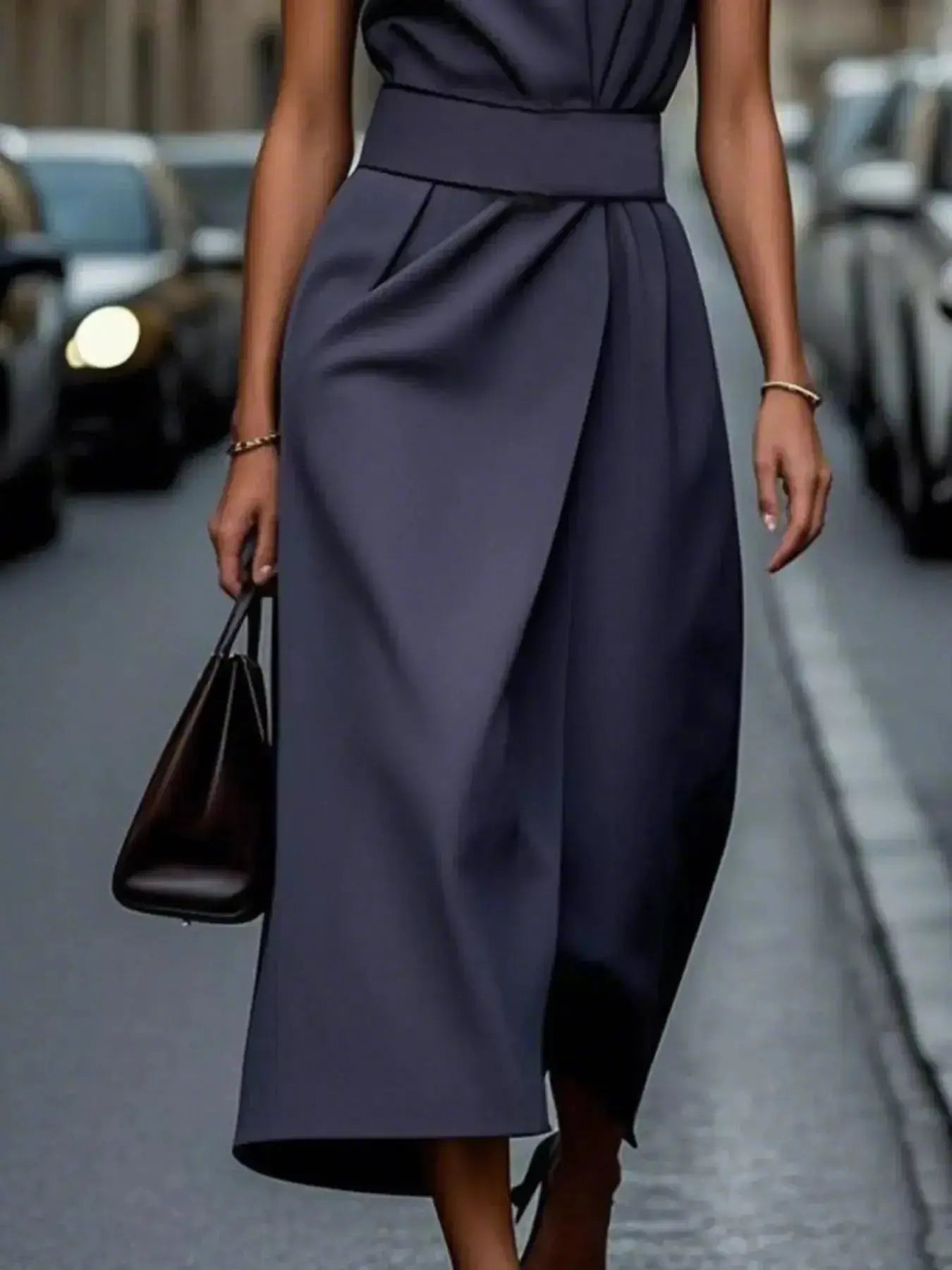 Round Neck Sleeveless Midi Dress - DaisyDrop 