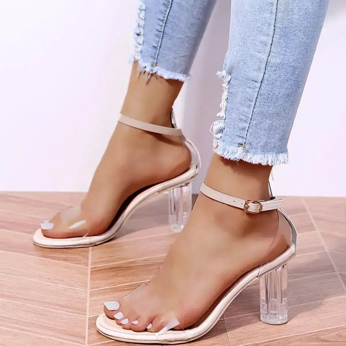Block Heel Ankle Strap Sandals - DaisyDrop 