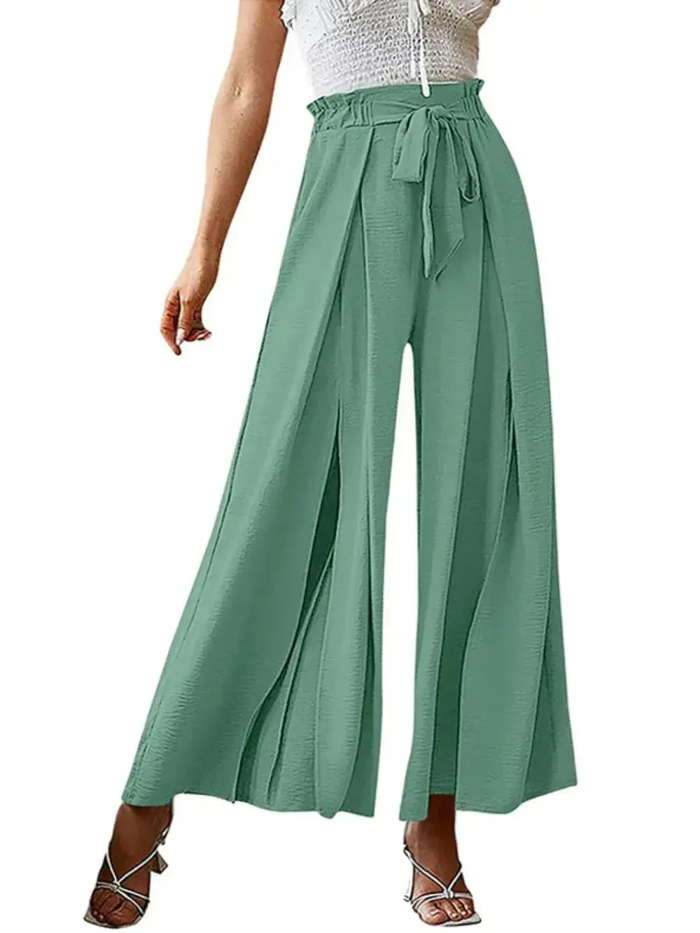 Tied Slit Wide Leg Pants - DaisyDrop 