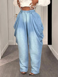 Ruched Wide Leg Jeans - DaisyDrop 