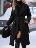 Double-Breasted Tie Waist Coat - DaisyDrop 