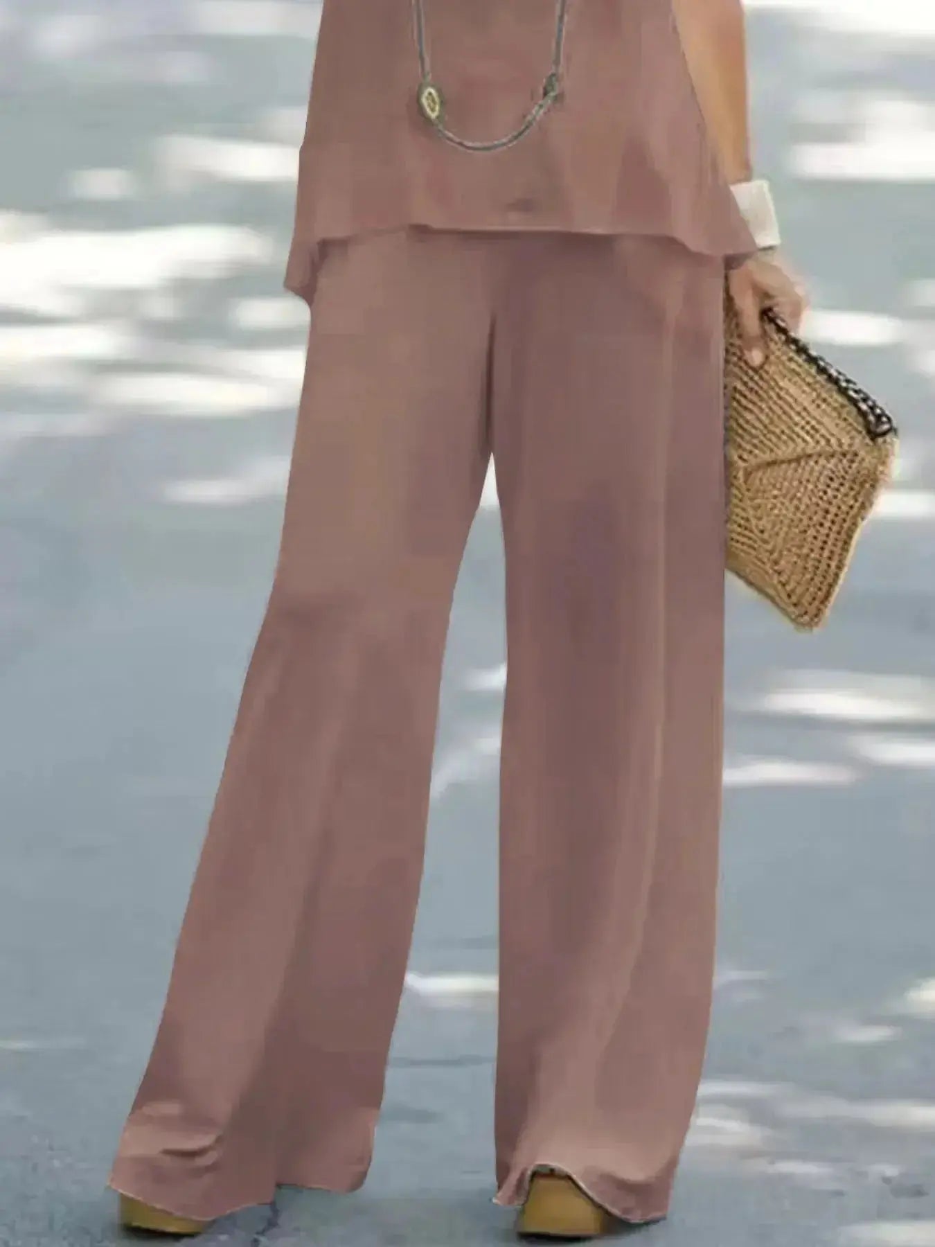 Halter Top and Wide Leg Pants Matching Set - DaisyDrop 