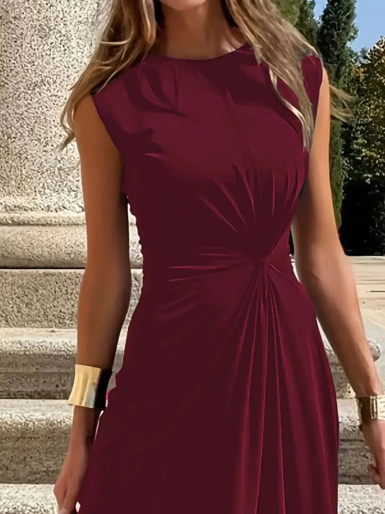 Twisted Round Neck Sleeveless Maxi Dress - DaisyDrop 