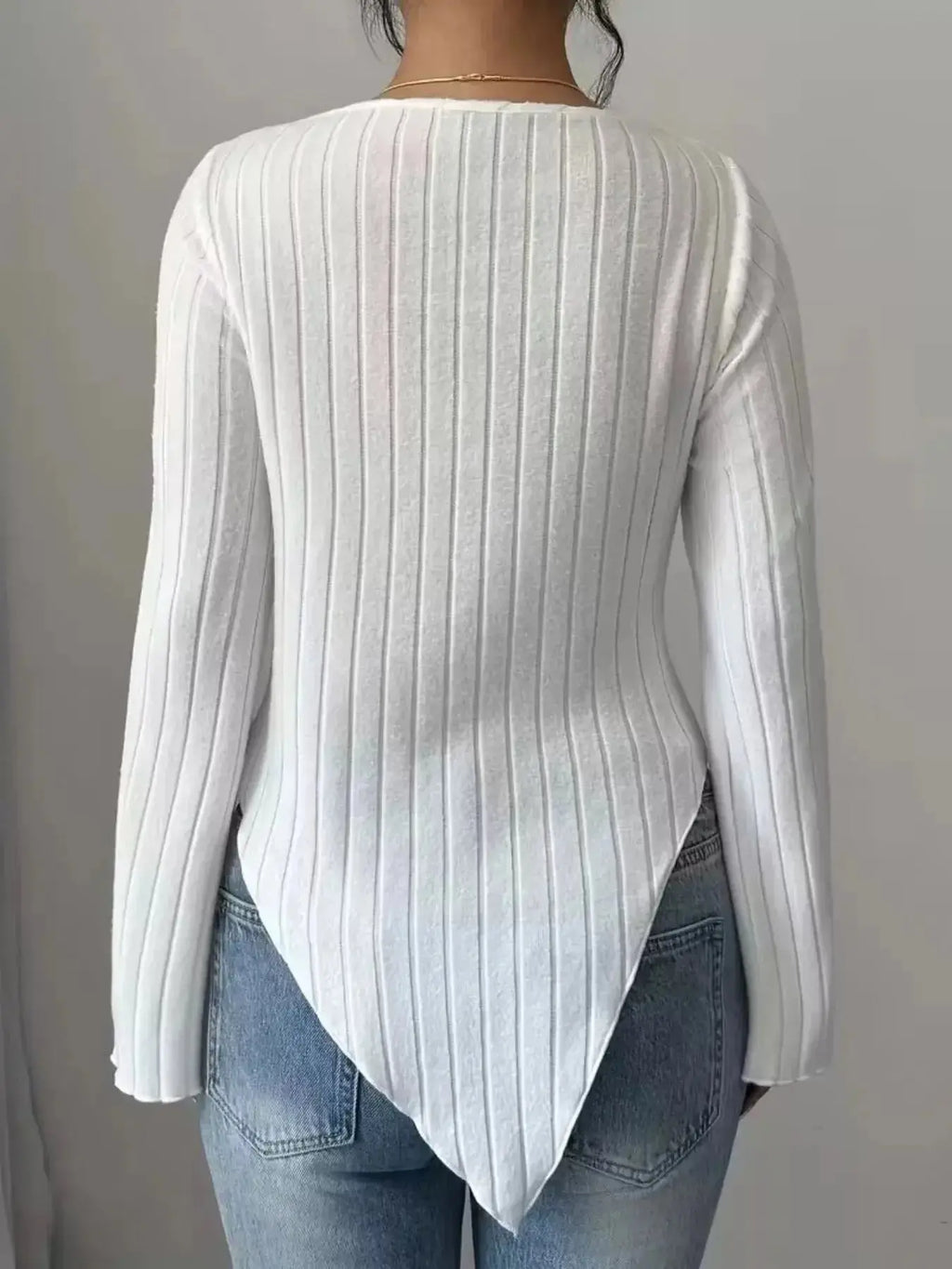 Cowl Neck Ribbed Knit Top - DaisyDrop 