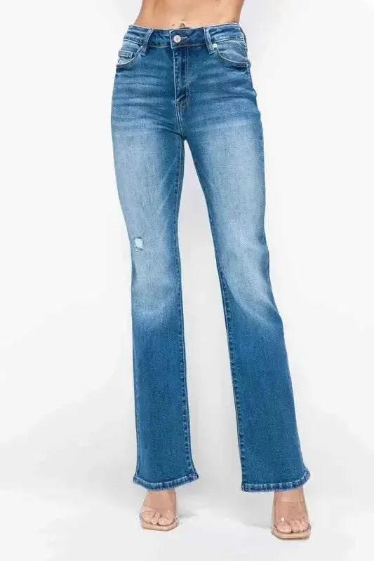 bytos Full Size Distressed High Rise Jeans with Pockets - DaisyDrop 