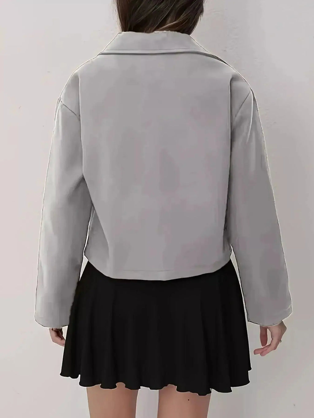 Cropped Zip-Up Pocketed Jacket - DaisyDrop 